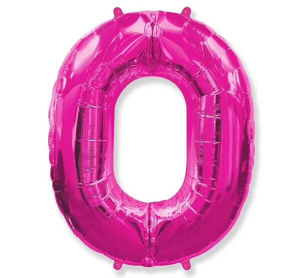 Folijas balons – cipars "0", 86 cm, rozā krāsa