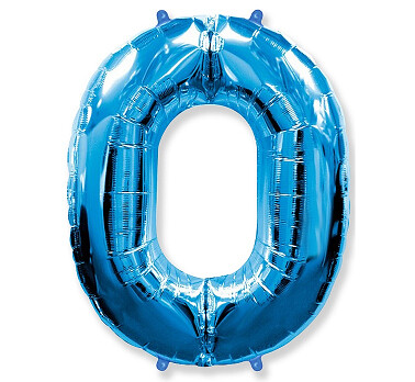 Folijas balons – cipars "0", 86 cm, zila krāsa
