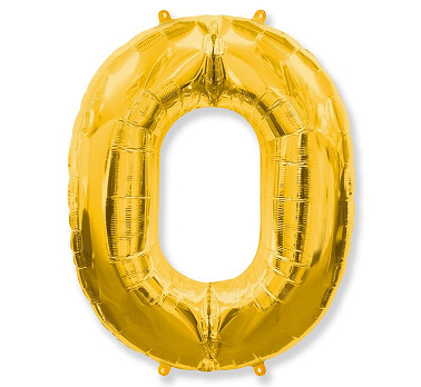 Folijas balons – cipars "0", 86 cm, zelta krāsa