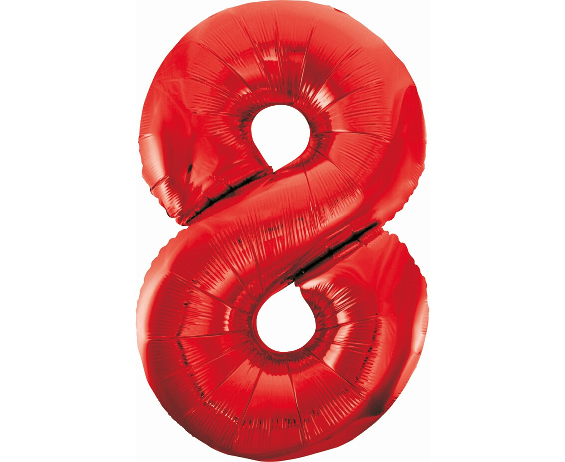 Folijas balons – cipars  "8", 86 cm, sarkana krāsa
