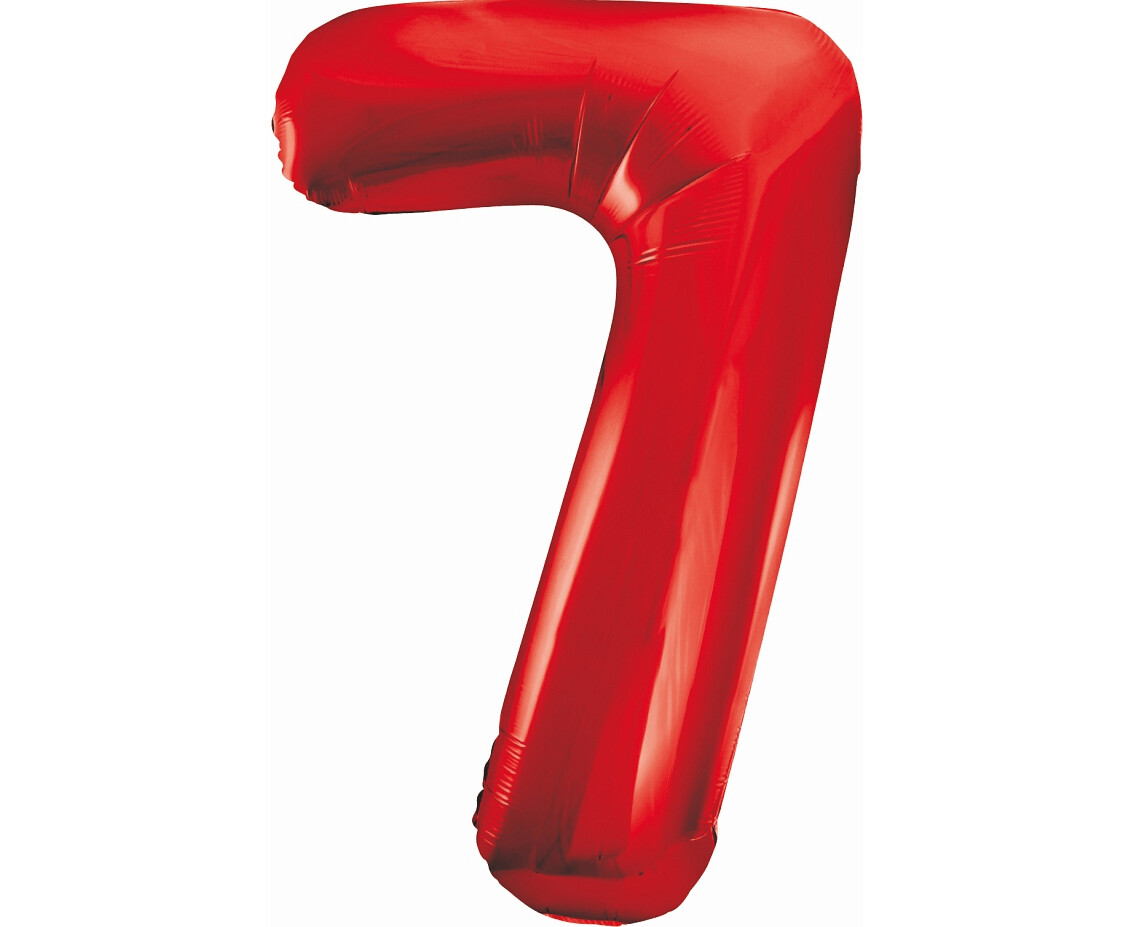 Folijas balons – cipars "7", 86 cm, sarkana krāsa