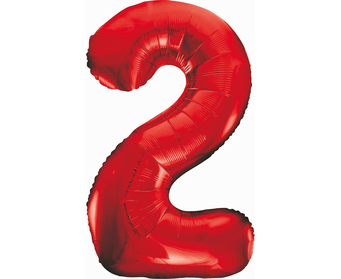 Folijas balons – cipars "2", 86 cm, sarkana krāsa