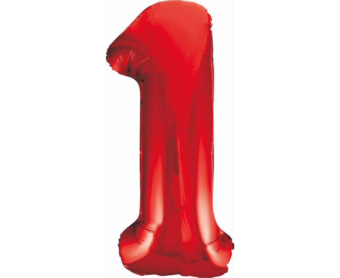 Folijas balons – cipars "1", 86 cm, sarkana krāsa