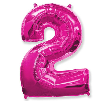 Folijas balons – cipars "2", 86 cm, rozā krāsa