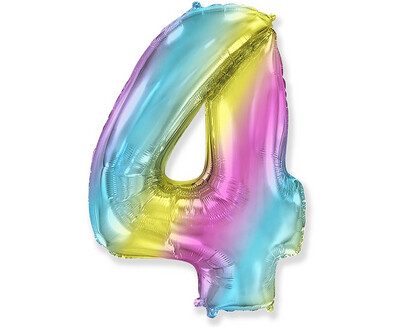 Folijas balons – cipars "4", 86 cm, krāsains
