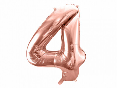 Folijas balons – cipars "4", 86 cm, rozā zelta krāsa