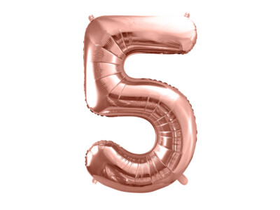 Folijas balons – cipars "5", 86 cm, rozā zelta krāsa