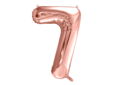 Folijas balons – cipars "7", 86 cm, rozā zelta krāsa