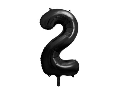 Folijas balons – cipars"2", 86 cm, melna krāsa