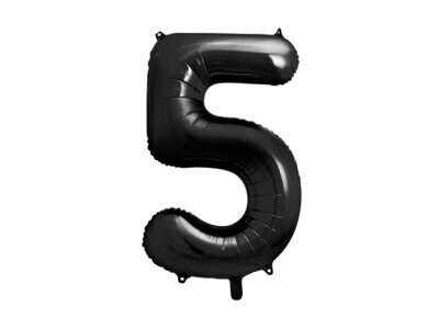 Folijas balons – cipars "5", 86 cm, melna krāsa