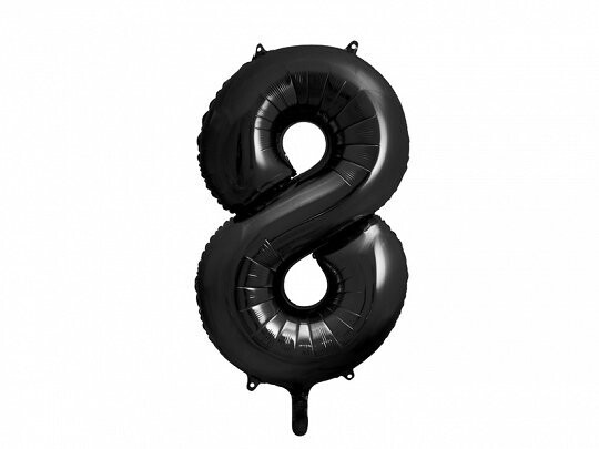 Folijas balons – cipars "8", 86 cm, melna krāsa