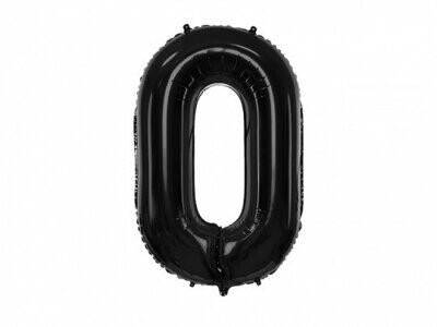 Folijas balons – cipars "0", 86 cm, melna krāsa