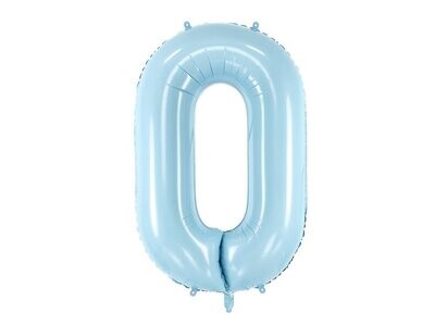 Folijas balons – cipars "0", 86 cm, gaiši zila krāsa