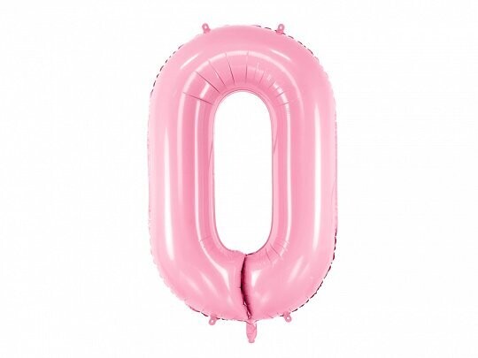 Folijas balons – cipars "0", 86 cm, gaiši rozā krāsa