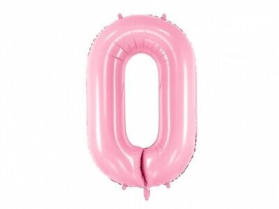 Folijas balons – cipars "0", 86 cm, gaiši rozā krāsa