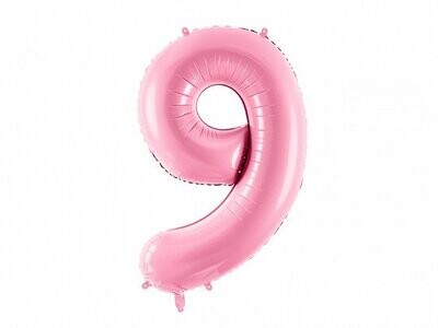 Folijas balons – cipars "9", 86 cm, gaiši rozā krāsa