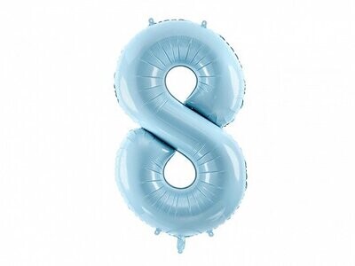 Folijas balons – cipars "8", 86 cm, gaiši zila krāsa