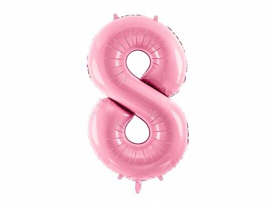 Folijas balons – cipars "8", 86 cm, gaiši rozā krāsa