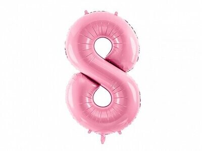 Folijas balons – cipars "8", 86 cm, gaiši rozā krāsa