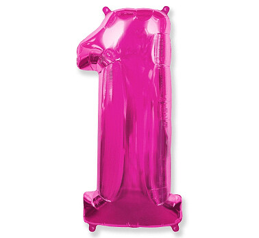 Folijas balons – cipars "1", 86 cm, rozā krāsa