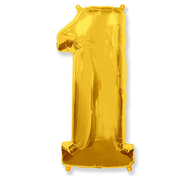 Folijas balons – cipars "1", 86 cm, zelta krāsa