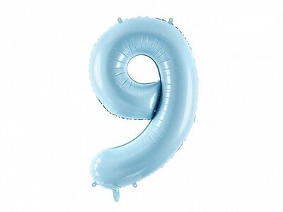 Folijas balons – cipars "9", 86 cm, gaiši zila krāsa