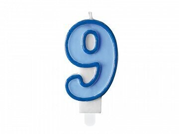 Svece - cipars "9", 7 cm, zila krāsa