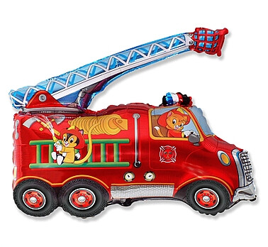 Folijas balons "Ugunsdzēsēju auto", 61 cm, sarkana krāsa