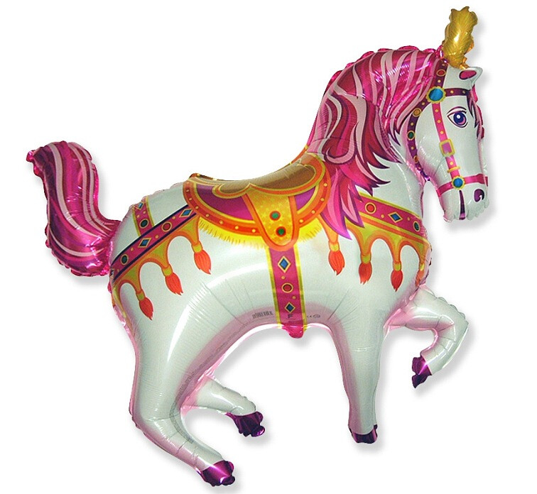 Folijas balons "Cirka zirgs", 61 cm, rozā krāsa