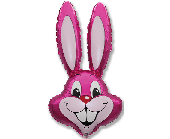 Folijas balons "Zaķa galva", 61 cm, rozā krāsa