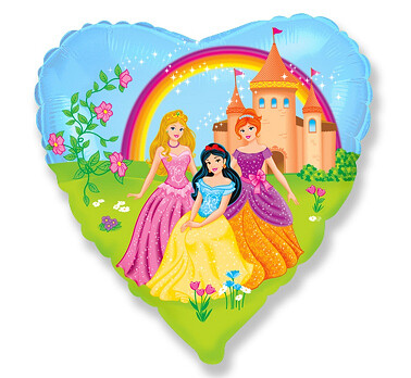 Folijas balons "Princeses", sirds forma, 46 cm