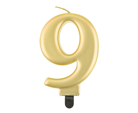 Svece - cipars "9", 8 cm, zelta krāsa