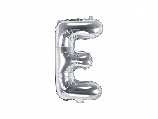 Folijas balons – burts "E", 35 cm, sudraba krāsa