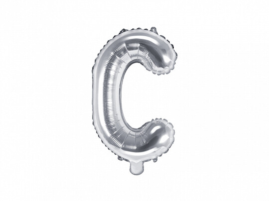 Folijas balons – burts "C", 35 cm, sudraba krāsa