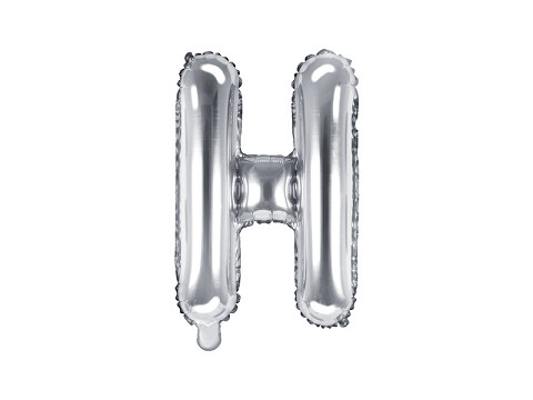 Folijas balons – burts "H", 35 cm, sudraba krāsa