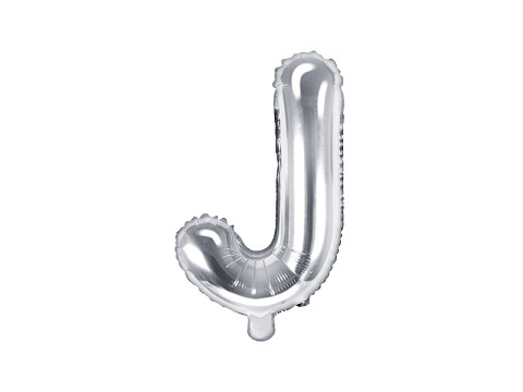 Folijas balons – burts "J", 35 cm, sudraba krāsa