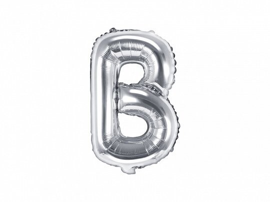 Folijas balons – burts "B", 35 cm, sudraba krāsa
