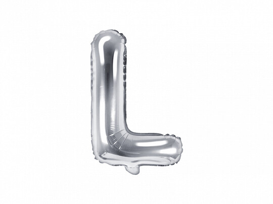 Folijas balons – burts "L", 35 cm, sudraba krāsa