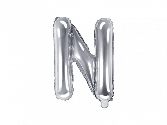 Folijas balons – burts "N'', 35 cm, sudraba krāsa
