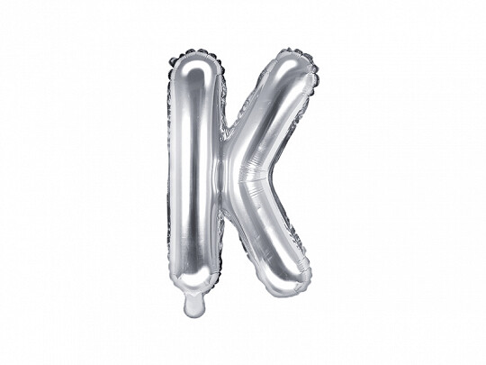 Folijas balons – burts "K", 35 cm, sudraba krāsa