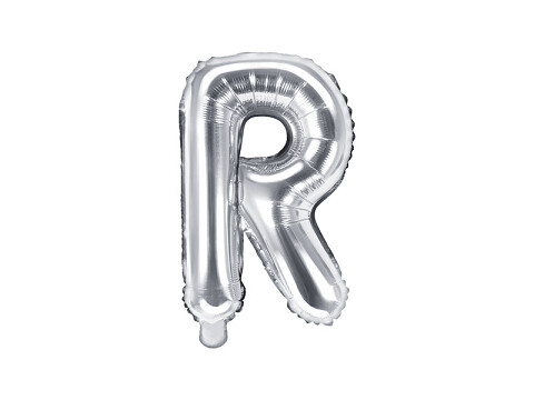 Folijas balons – burts "R", 35 cm, sudraba krāsa