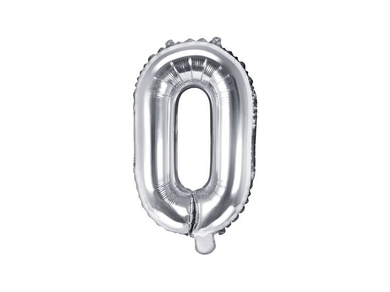 Folijas balons – burts "O'', 35 cm, sudraba krāsa