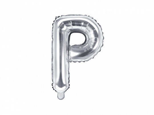Folijas balons – burts "P'', 35 cm, sudraba krāsa