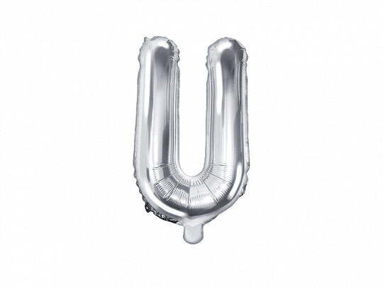 Folijas balons – burts "U", 35 cm, sudraba krāsa