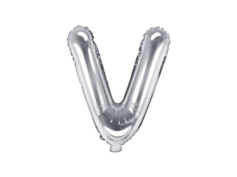 Folijas balons – burts "V", 35 cm, sudraba krāsa