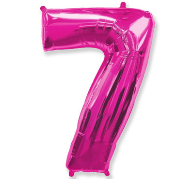 Folijas balons – cipars "7", 86 cm, rozā krāsa