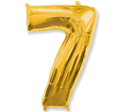 Folijas balons – cipars "7", 86 cm, zelta krāsa