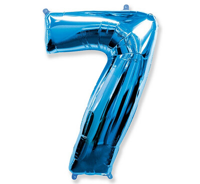 Folijas balons – cipars "7", 86 cm, zila krāsa