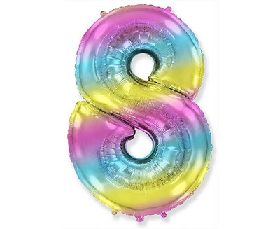 Folijas balons – cipars "8", 86 cm, krāsains