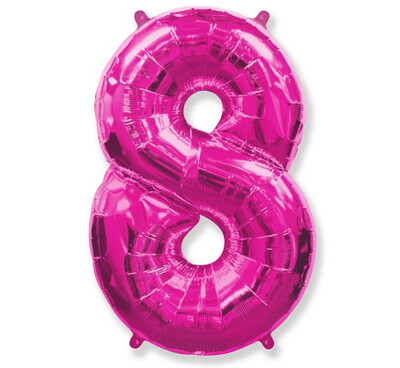 Folijas balons – cipars "8", 86 cm, rozā krāsa